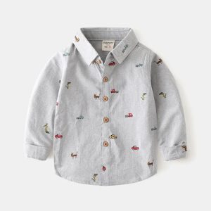 Gray boys' shirt with cute patterns